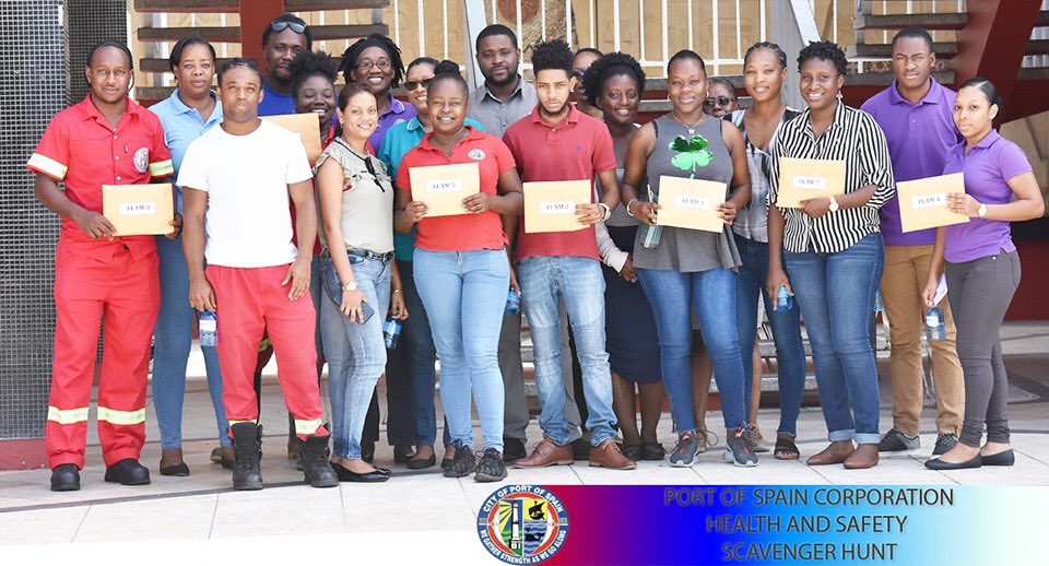 POS_Corp's tweet photo. The Health & Safety Unit of the Port-of-Spain Corporation hosted its staff 'Spot the Hazard' Scavenger Hunt on June 14th 2019.
#HealthAndSafety #ScavengerHunt #POSCorp
#PortOfSpain
1/3 https://t.co/jJlscWwE91