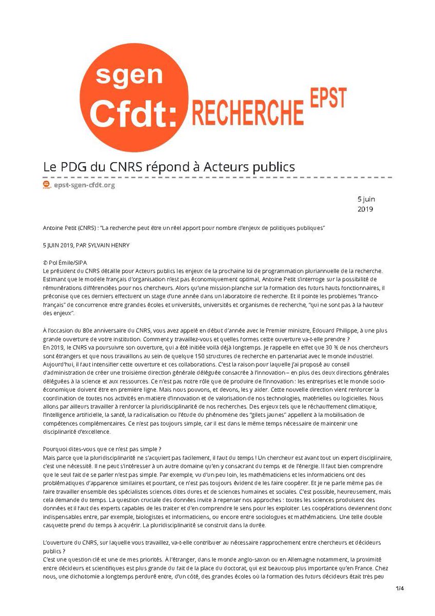 Olive_Free's tweet image. @antoine_petit_ (PDG du CNRS) :
“La recherche peut être un réel apport pour nombre d’enjeux de politiques publiques”
5 JUIN 2019, PAR SYLVAIN HENRY (Acteurs publics)
via @SgenCFDTRech
#GreenOpenAccess  #ScienceOuverte
epst-sgen-cfdt.org/?p=12962
