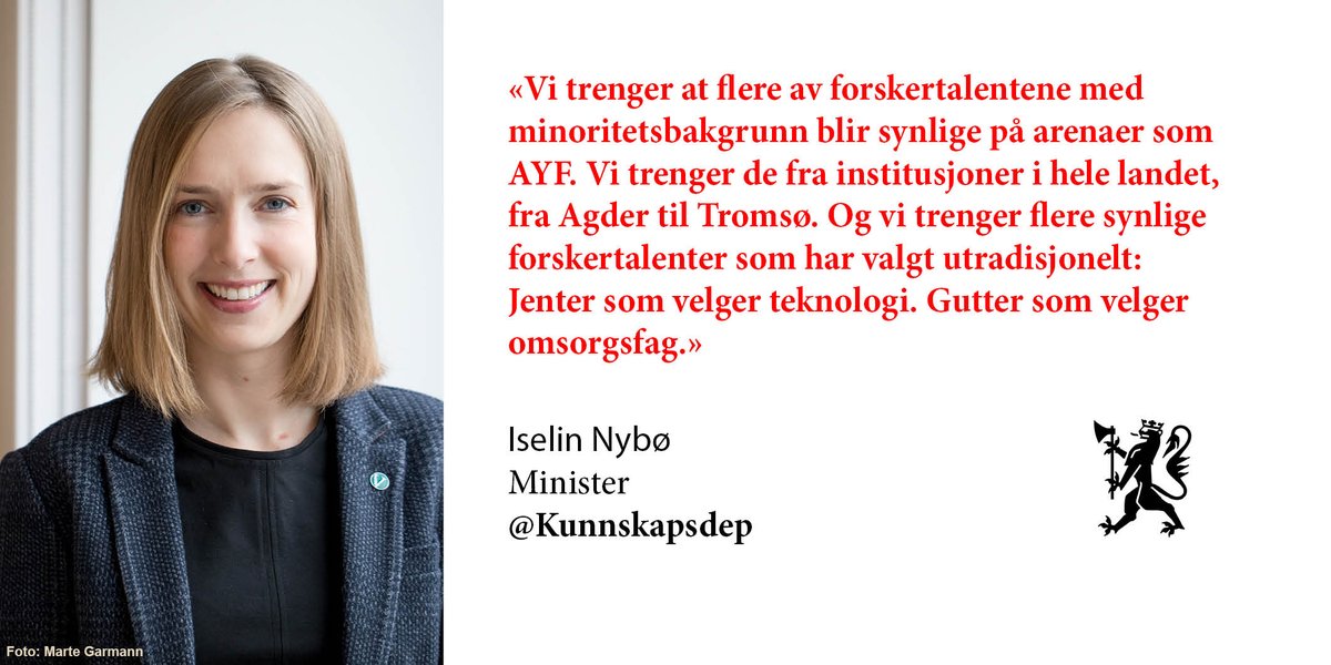 – Når AYF nå søker nye medlemmer, lurer jeg mest på hvem i all verden som ikke vil bli en del av dette, sier <a href="/IselinNybo/">Iselin Nybø</a> og slår et slag for mangfoldet 👇 Bli med på å diskutere forskningspolitikk med ministeren! Søk medlemskap i AYF nå - frist 20. august: akademietforyngreforskere.no/soknad/