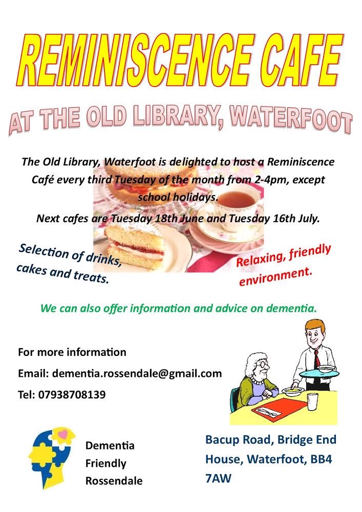 DementiaRoss's tweet photo. Just a reminder about dates for our reminiscence cafe at Waterfoot. https://t.co/TJK6aBgw8n
