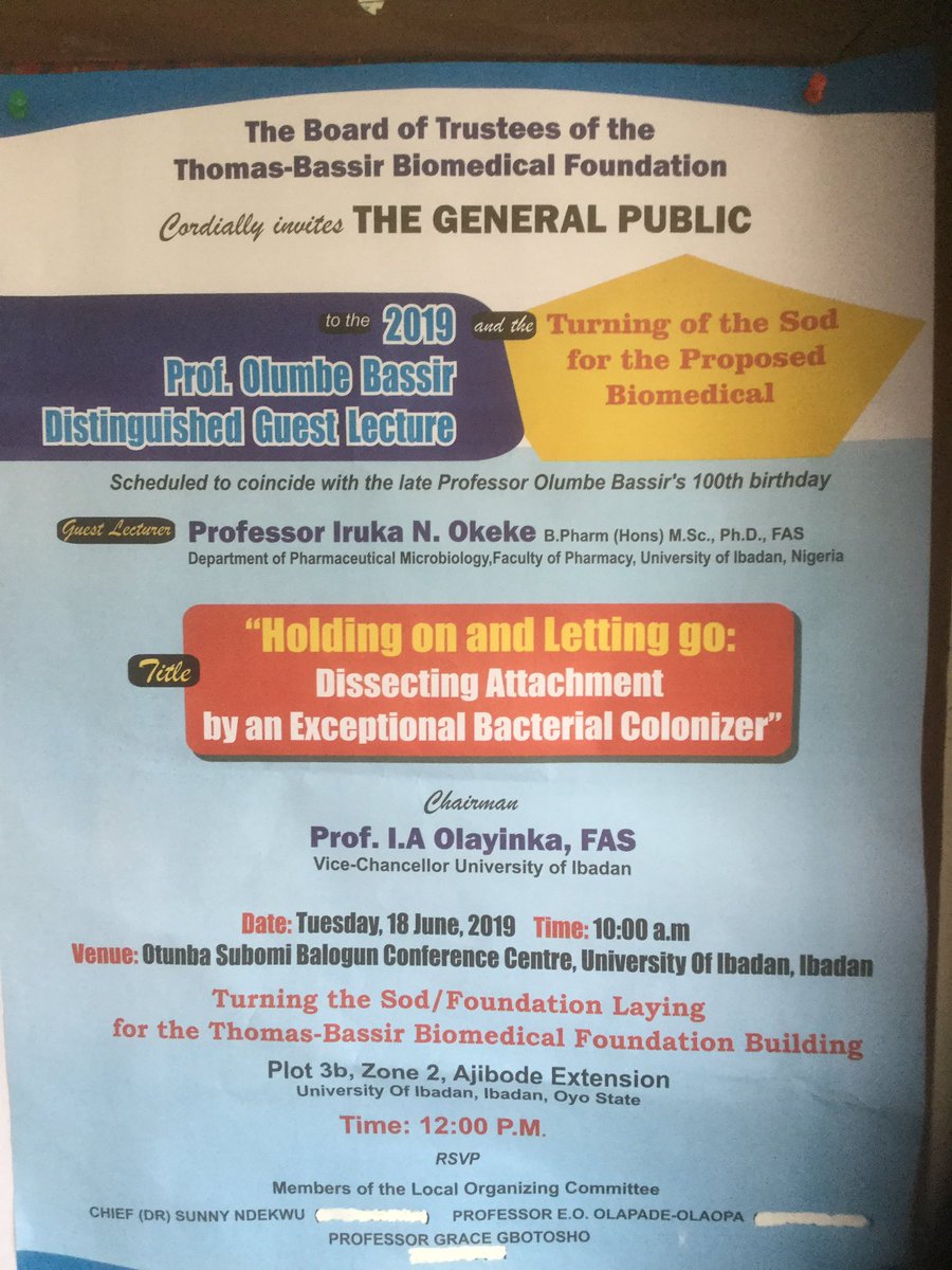 Iruka Okeke (@iruka_okeke) on Twitter photo If you are in <a href="/uniibadan/">University of Ibadan</a> tomorrow and really interested in #enteroaggregative E. coli adhesins (there must be more than one of us), do consider attending this year’s #OlumbeBassir lecture, which I’m honored to be presenting. If you are in <a href="/uniibadan/">University of Ibadan</a> tomorrow and really interested in #enteroaggregative E. coli adhesins (there must be more than one of us), do consider attending this year’s #OlumbeBassir lecture, which I’m honored to be presenting.