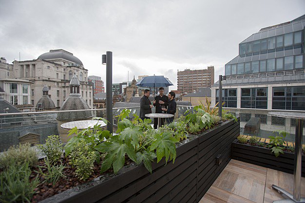 Come rain or shine our roof garden is the perfect place for collaboration or quite contemplation #thisisorigin #originmanchester #70springgardens #areyouanoriginal #dreamoffice #roofgarden #breakoutspace #collaboration #manchester #workspacemanchester #officesmanchester