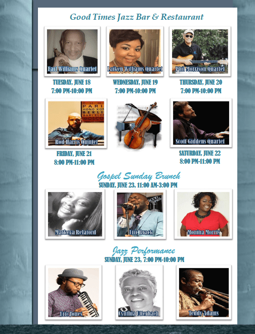 GoodTimesJazz's tweet photo. Upcoming Events At Good Times Jazz – June 18 – 23 https://t.co/WnOwaFRvH9 https://t.co/AnuCQuFoZN