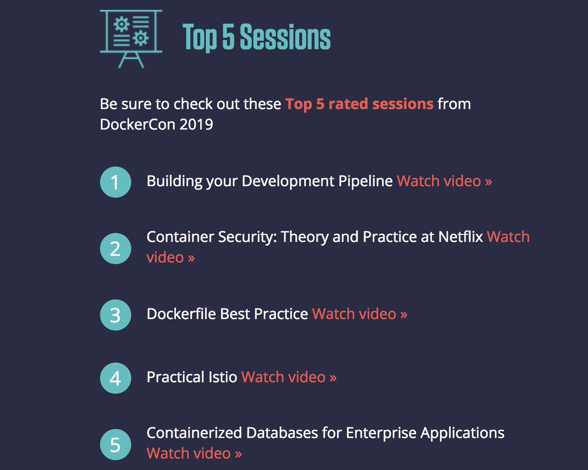 InterSystems's tweet image. Did you miss any of the @Docker #Dockercon19 sessions? Here are the top 5 (with video playback) - enjoy! docker.com/dockercon/
#DevOps #Developers