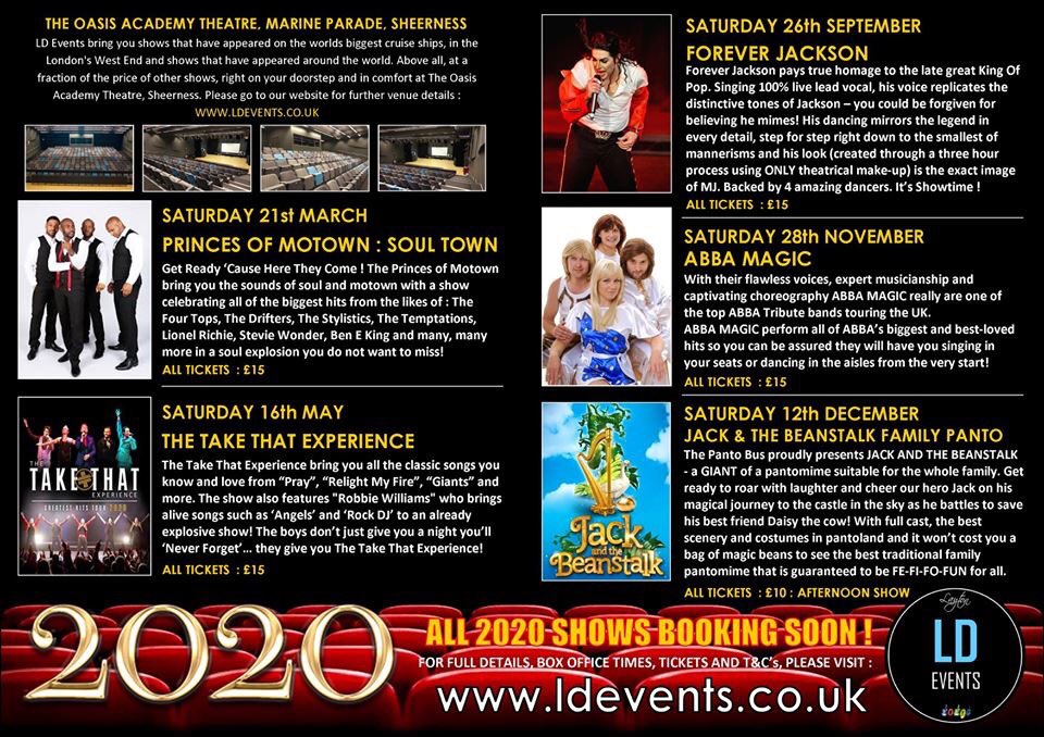 Shows booked for 2020 <a href="/Oasisacademy3/">Oasis facility Hire</a> <a href="/oaios/">OasisAcademySheppey</a>