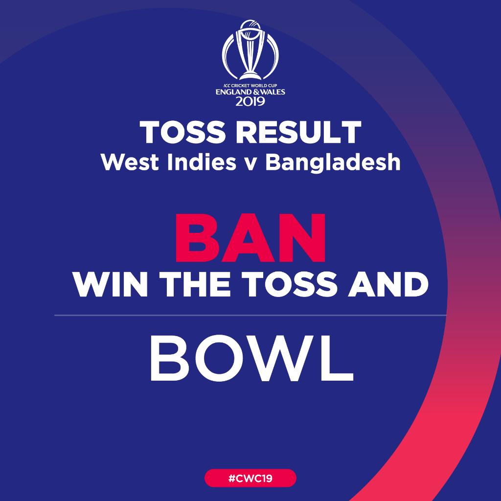 cricketworldcup's tweet photo. #MashrafeMortaza wins the toss and Bangladesh will have a bowl!

FOLLOW ON OUR #CWC19 APP ⬇️ 
APPLE 👉 https://t.co/whJQyCahHr     
ANDROID 👉 https://t.co/Lsp1fBwBKR https://t.co/jJBleTIrKf