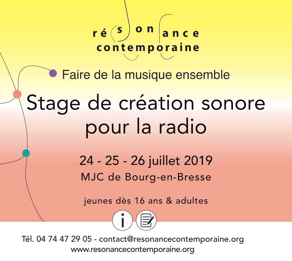 Et si on faisait de la musique ensemble cet été ? Venez réaliser une création sonore pour la radio - 24 > 26 juillet à la MJC de Bourg. bit.ly/31E5WDJ