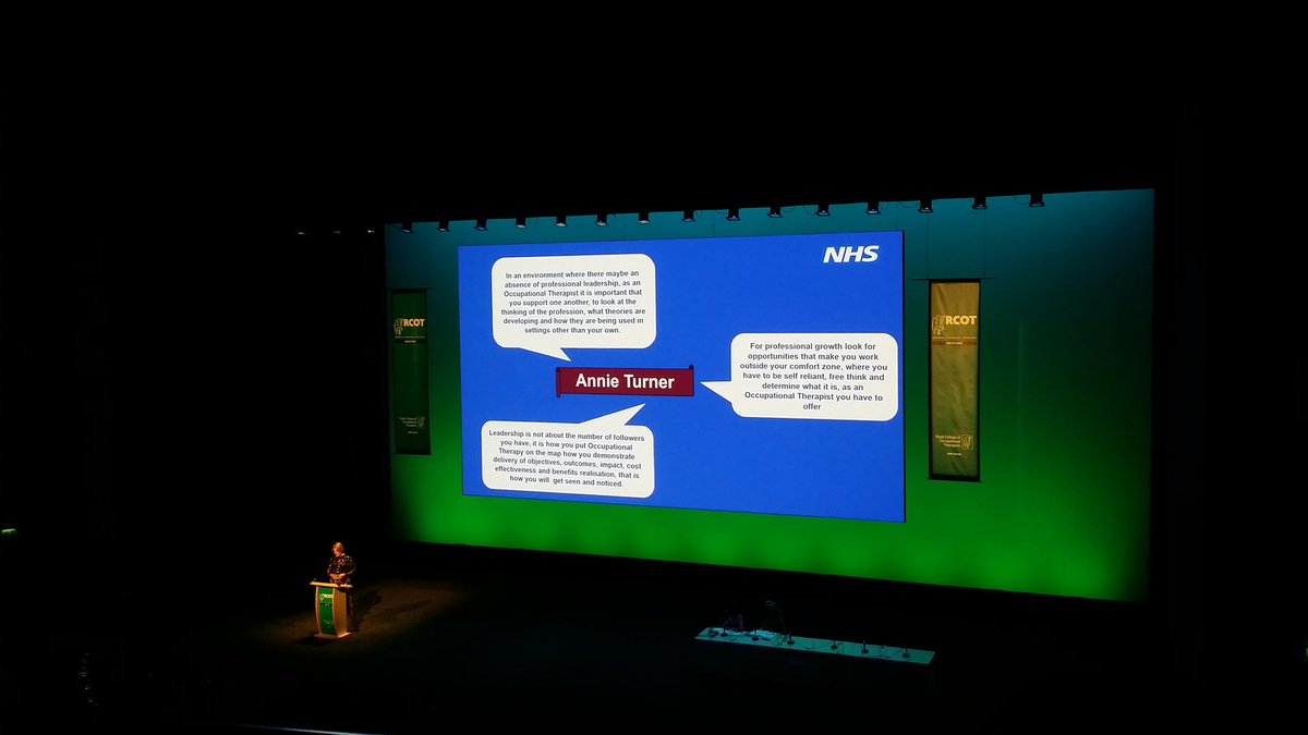 TanyaRihtman's tweet photo. Suzanne Rastrick's plenary at #RCOT2019 - occupational therapy leadership is not something that someone else will do for us. But "sometimes in occupational therapy, we don't nurture the brightest and the best. We're frightened of them and we squash them. Stop it." https://t.co/1GAdN00j1l