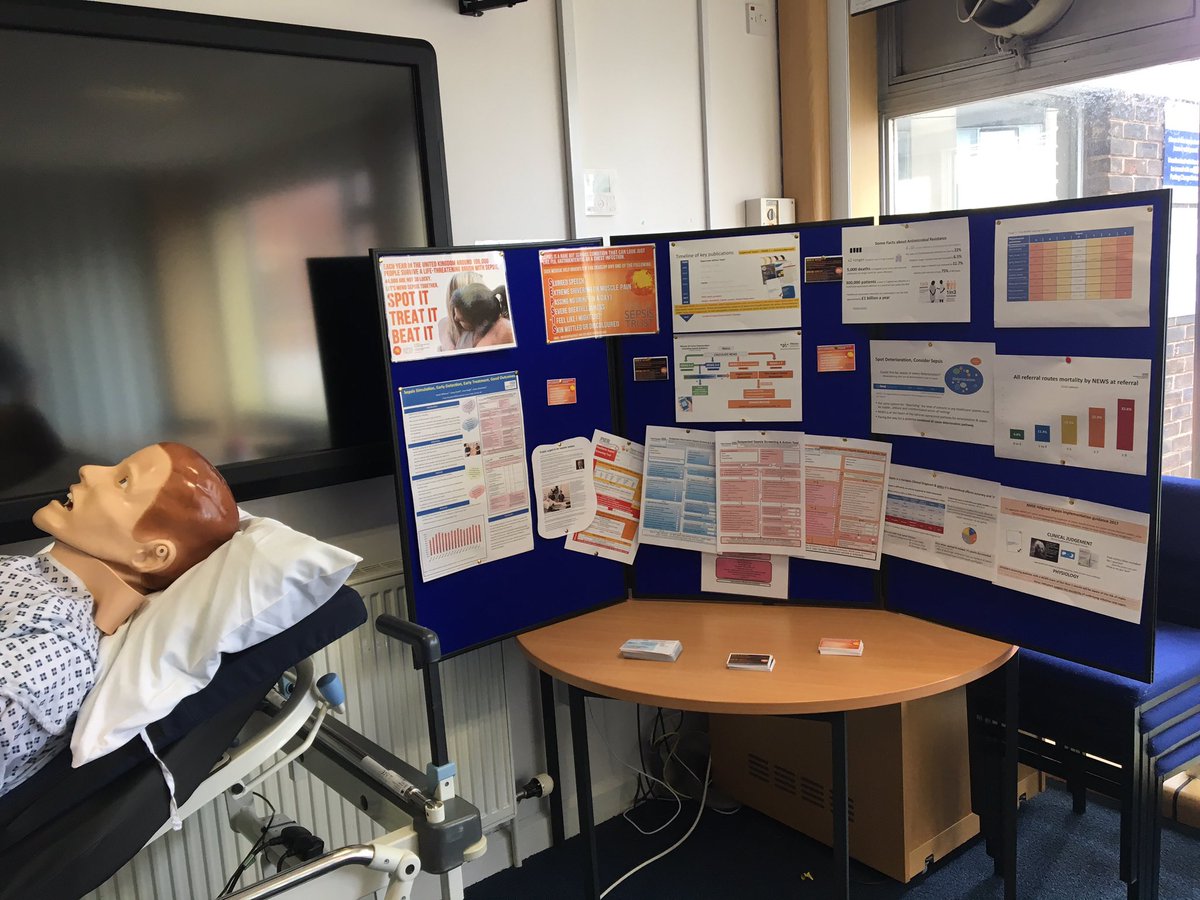 Sepsis information stand for student nurse day with SimMan Terry <a href="/Poole_Hospital/">Poole Hospital</a> <a href="/gwalkerpoole1/">Geoffrey Walker OBE MA RGN</a>