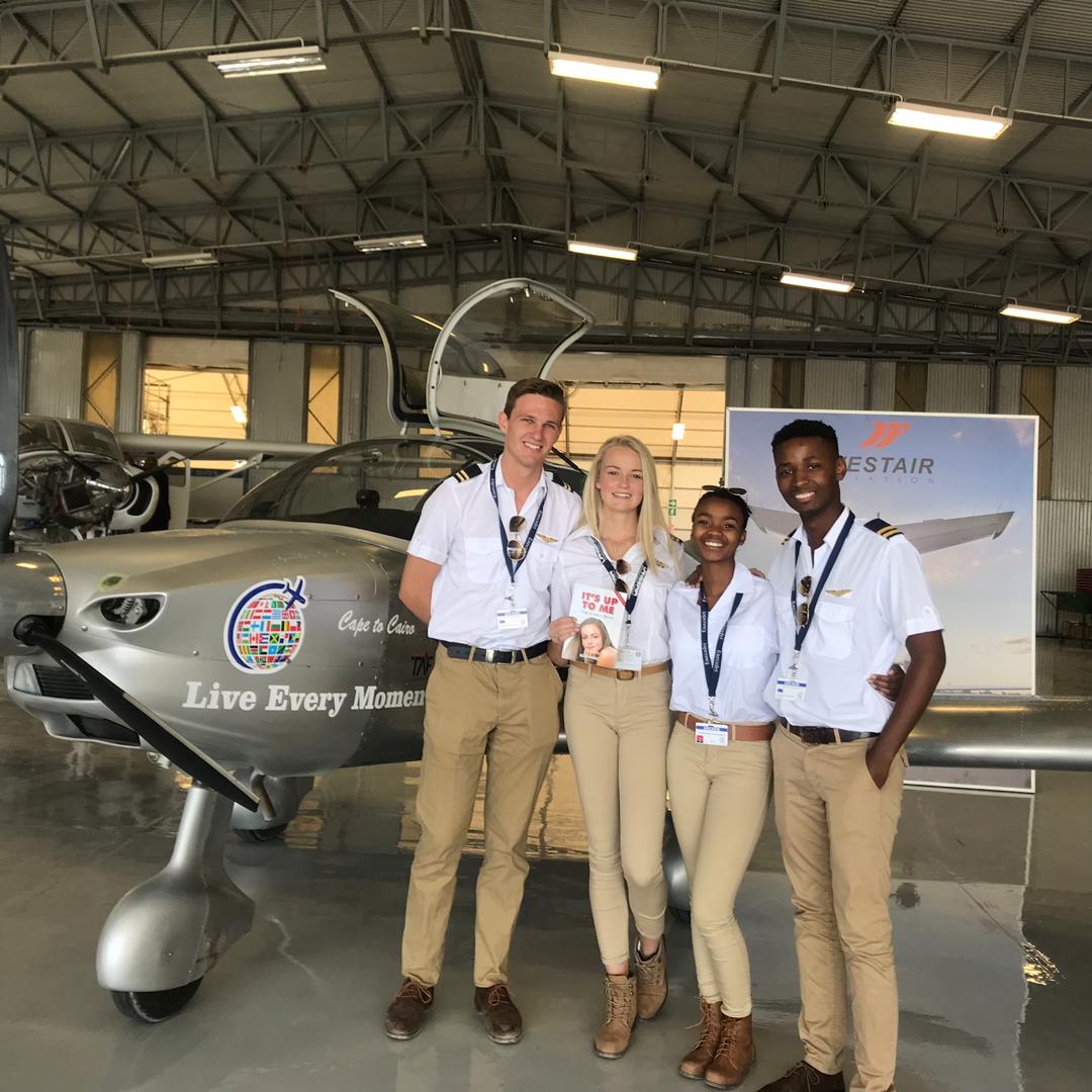NBCDigitalNews's tweet photo. Four South African teenagers from Gauteng assembled an aeroplane. The teens who are in Windhoek for a day are flying from Cape Town to Cairo. 
PICTURE: Megan Werner (founder of @UDreamGlobal), Agnes Keamogetswe Seemela, Driaan van den Heever, Abel Dlamin #teenpilots https://t.co/ylg7SbBsoK