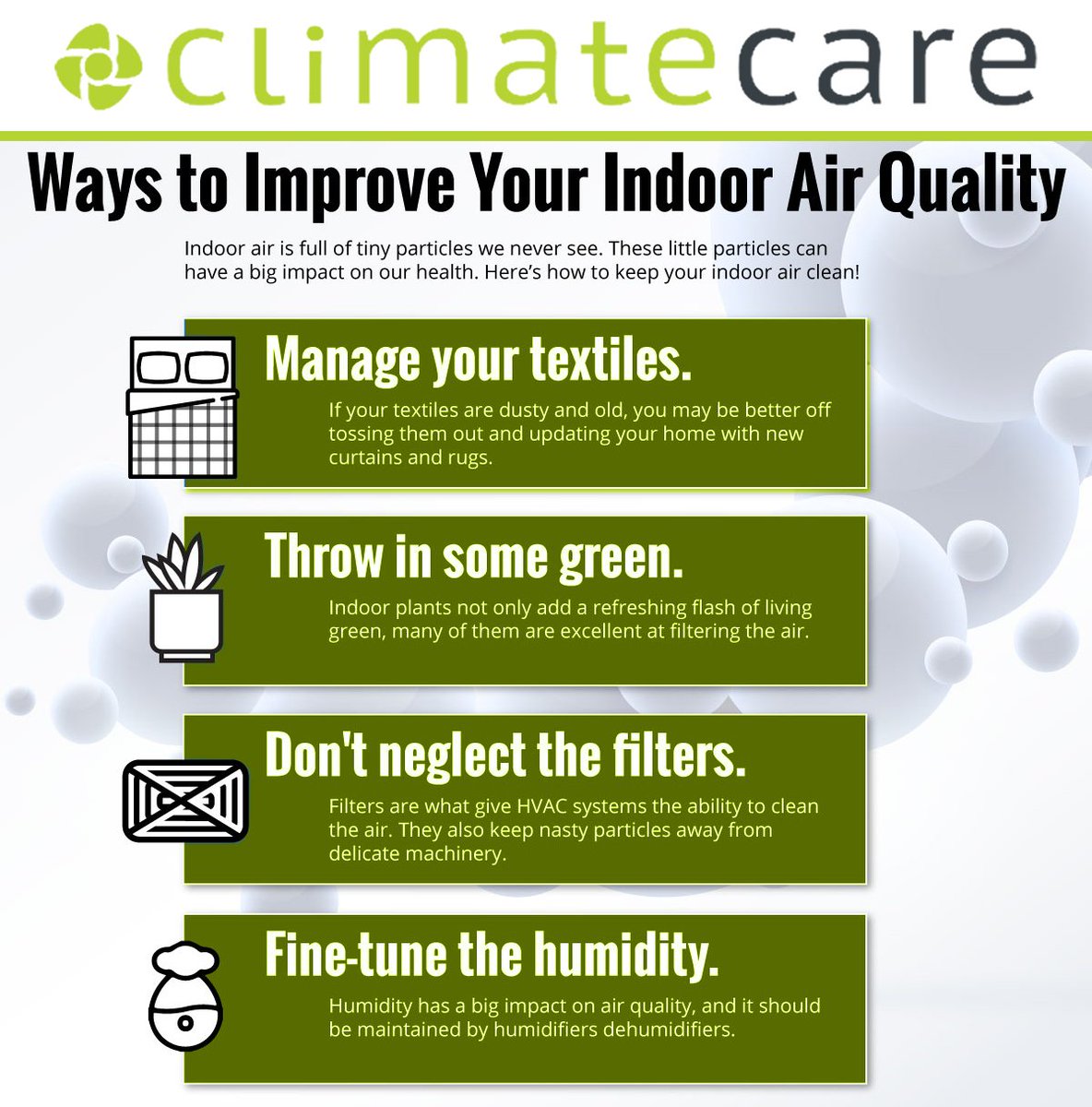 climatecareltd's tweet photo. Indoor air is full of tiny particles we never see. These little particles can have a big impact on our health. Here's how to keep your indoor air clean! Useful tips to know.

https://t.co/C14EqK4Z1O

#air #conditioning #kent #aircon #hvac #heating #cooling #service #maintenance https://t.co/nnV79tq3tZ