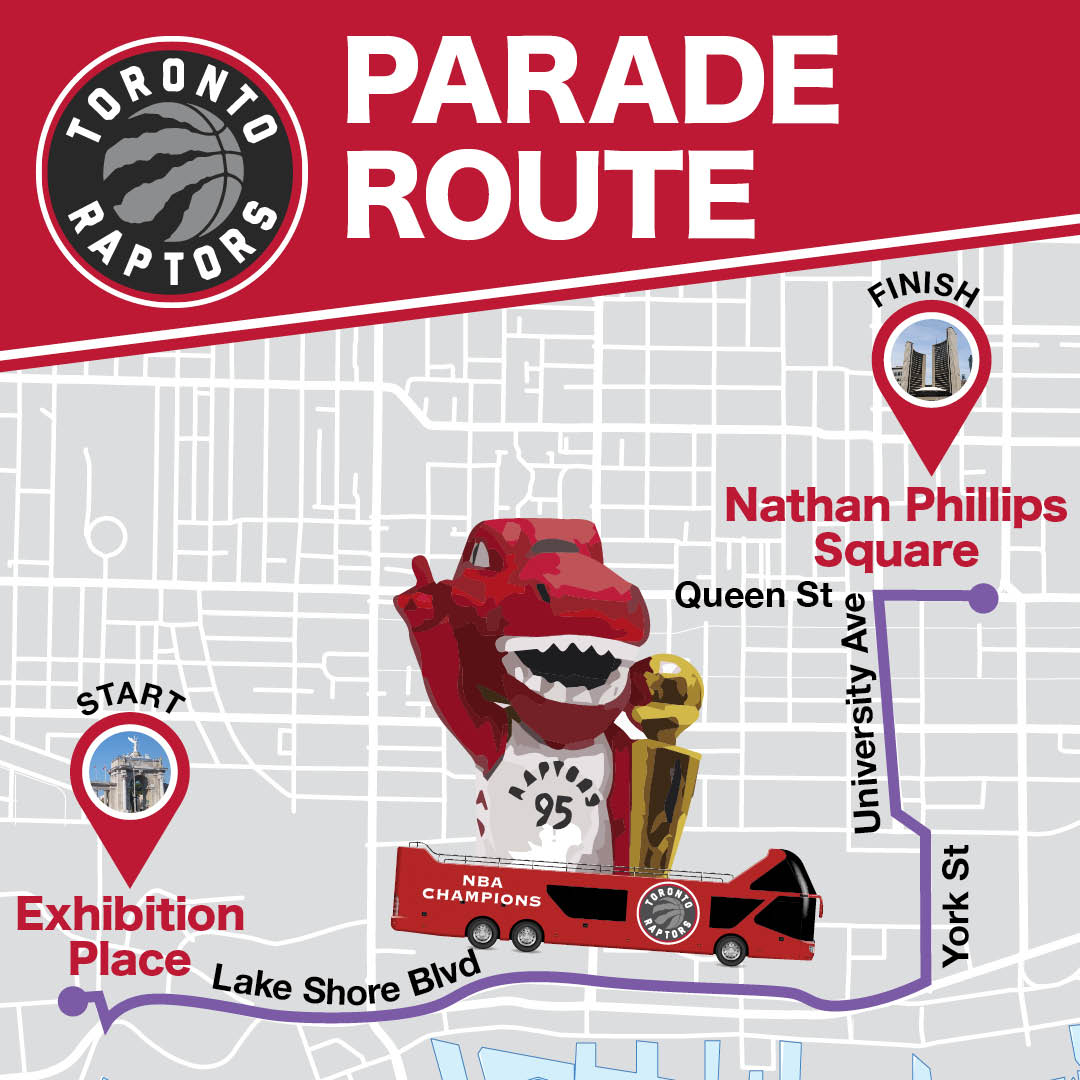 cityoftoronto's tweet image. .@Raptors championship parade today at 10 am! Road closures in effect:  
• Bay Street closed between Dundas and Richmond 
• Queen Street West closed between Yonge and University 
• Chestnut and Elizabeth closed
• Armoury Street - restricted access
@311Toronto @JohnTory