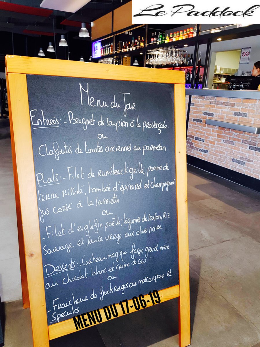 LePaddockMtp's tweet photo. 👋🏽 Menu du jour  🍴 17-06-19 bon appétit 
#montpellier https://t.co/MfRSMh1DMw