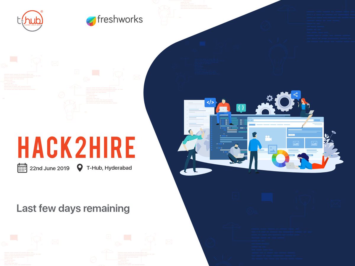 THubHyd's tweet photo. Last few days left to register for the #Hack2Hire program by #THub and @Freshworks . Don't miss this chance to skyrocket your coding #career. Apply now, https://t.co/FxZoOE1glL.
#Softwareengineers #Hiring #InnovationEcosystem #InnovateWithTHub https://t.co/y0ek4hyi9c