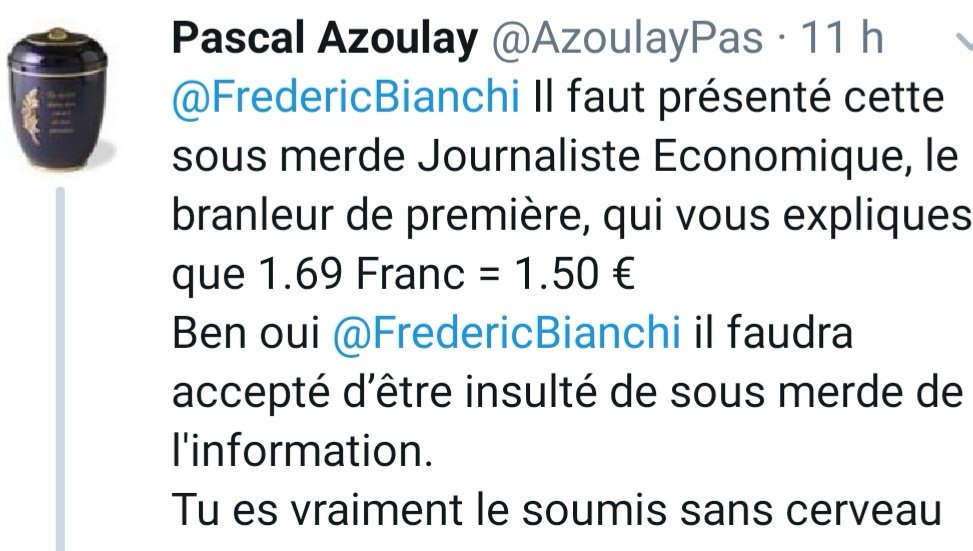 [Petit thread sérieux] Depuis quelques jours, je reçois beaucoup de messages d’insultes sur Twitter, Messenger et Facebook. Je ne vais pas tous les partager mais celui-ci résume assez bien la tonalité.