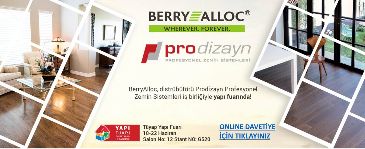 Berry Alloc, distrübütörü Prodizayn Profesyonel Zemin Sistemleri iş birliği yapı fuarında!

#YapıFuarı