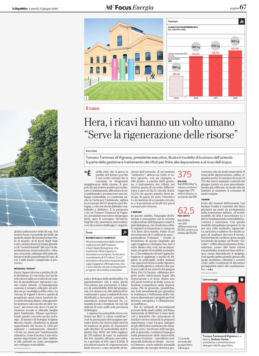 GruppoHera's tweet photo. Ripartire dalle città per progettare un futuro migliore: su @RepubblicaAF il racconto dell’evento #GruppoHera “Re-inventing the city”. #Sostenibilità, sicurezza e smartness i tre driver della multiutility per una città resiliente, rigenerativa e inclusiva. Leggi l'articolo 👇 https://t.co/H3GWdnGUwa