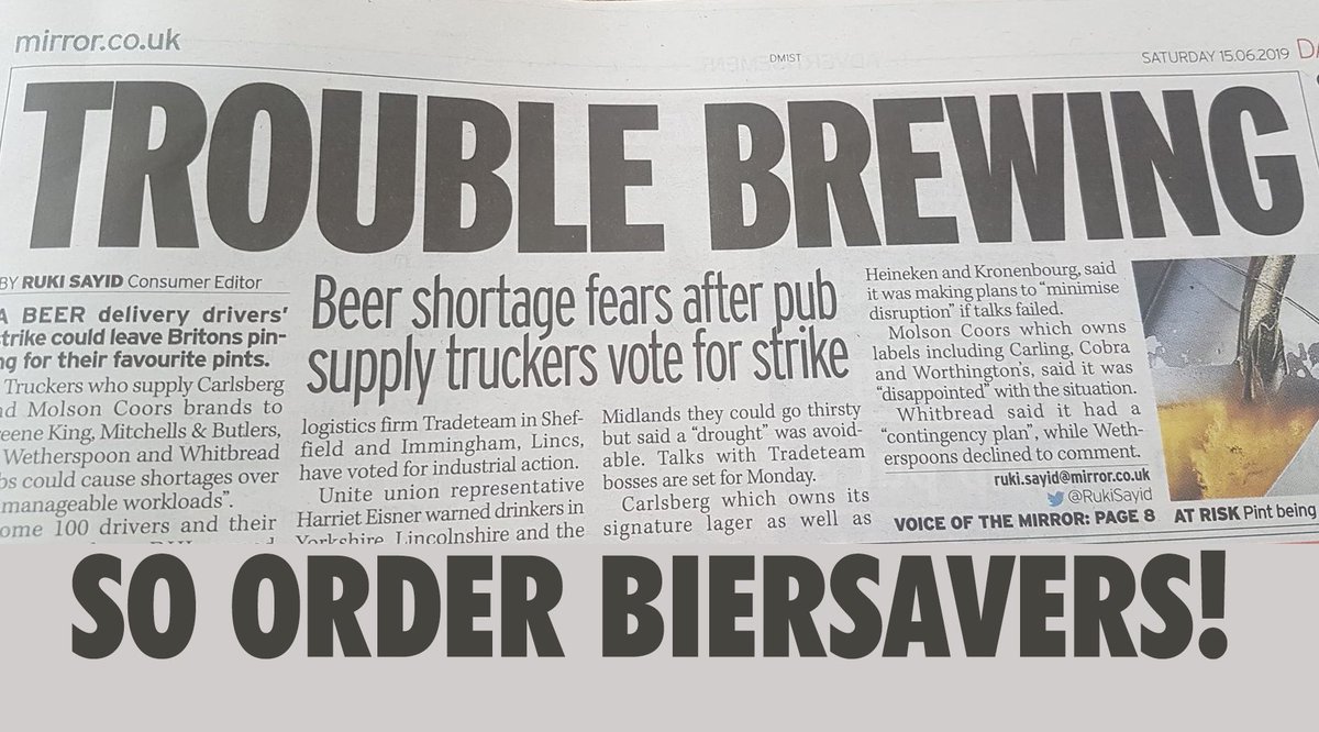 PhoenixabcLX10's tweet photo. Drivers for beer delivery firm Tradeteam have voted to strike. Some pubs may have difficulty getting orders. Stop wasting beer before and after line cleans with BierSavers from our BierPro brand. £35+VAT each. Contact us on 0191 5659393 . Beer's Too Precious To Waste! #ukpubs https://t.co/EuTLF8CzAQ