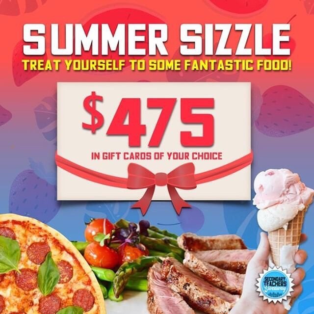 🌞Its a Summer Sizzle Giveaway!  Summertime is a time for teachers to RECONNECT and RECHARGE!  We’d like to help you kickoff your summer break with 4 $100 gift cards to restaurants of your choice and a $75 gift card to a food delivery of your choice!
… bit.ly/2Y0vCIR