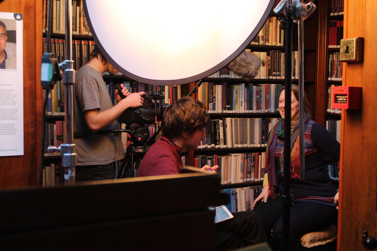 NFSFilmTV's tweet image. BTS pics from BA Filmmaking 1st year #documentary 'The Story of Why' recently shooting on location @theleedslibrary (one of Britain’s oldest surviving independent libraries). The documentary is now being entered into film festivals. #NorthernFilmSchool