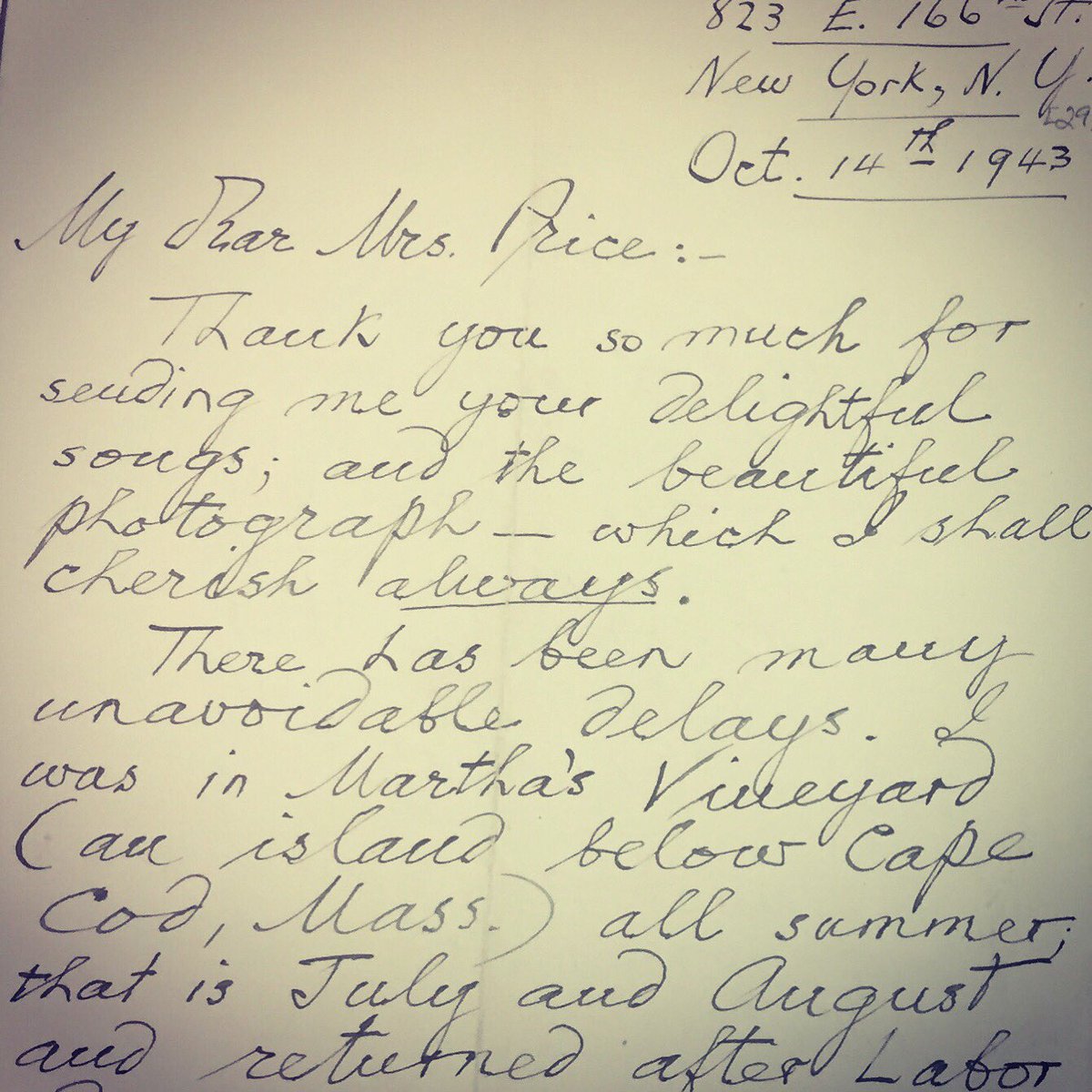 burleighsoc's tweet photo. Our regular blog posts return this week! Here’s a sneak peak. Check back on Wednesday for the full blog post! #HTBurleigh #FlorencePrice #correspondence #biography #BlackMusicMonth #classicalmusic https://t.co/4IvViY1d9I