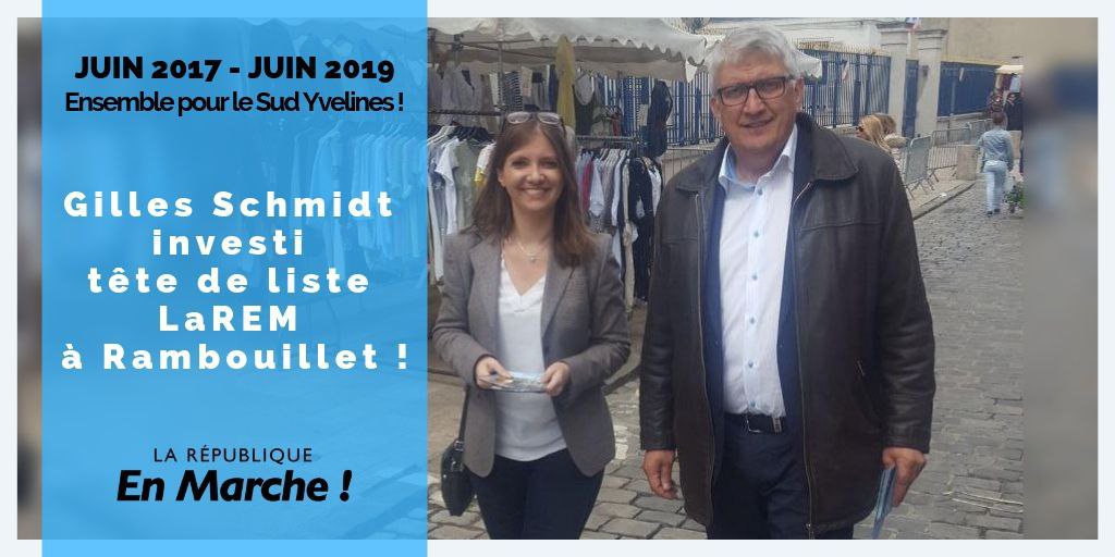 Depuis 2 ans, nous travaillons main dans la main avec <a href="/GillesSchmidt/">Gilles Schmidt</a> pour notre territoire du Sud Yvelines.
Aujourd'hui, il fait partie des 19 premiers candidats investis par @enmarchefr avec toute notre détermination collective pour renouveler notre territoire! #MunicipalesLaREM
