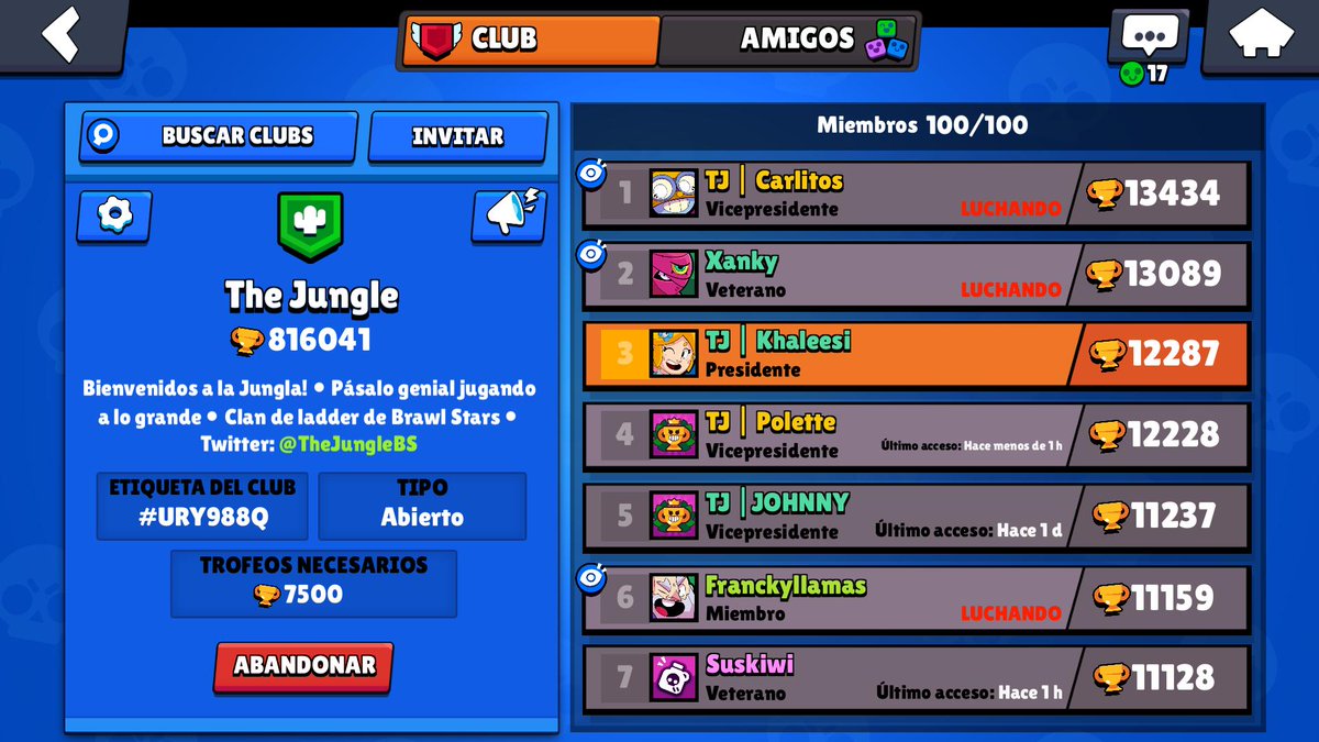 Esta temporada hemos conseguido llegar a la 54 posición del top, muy contentos por ello y del buen ambiente que hay entre todos los jungleros. Espectacular subida de @Polettte10 y un orgullo contar con el insaciable @CarlitosTete, con Xanky, Suskiwi etc etc.... #wearethejungle 🌵