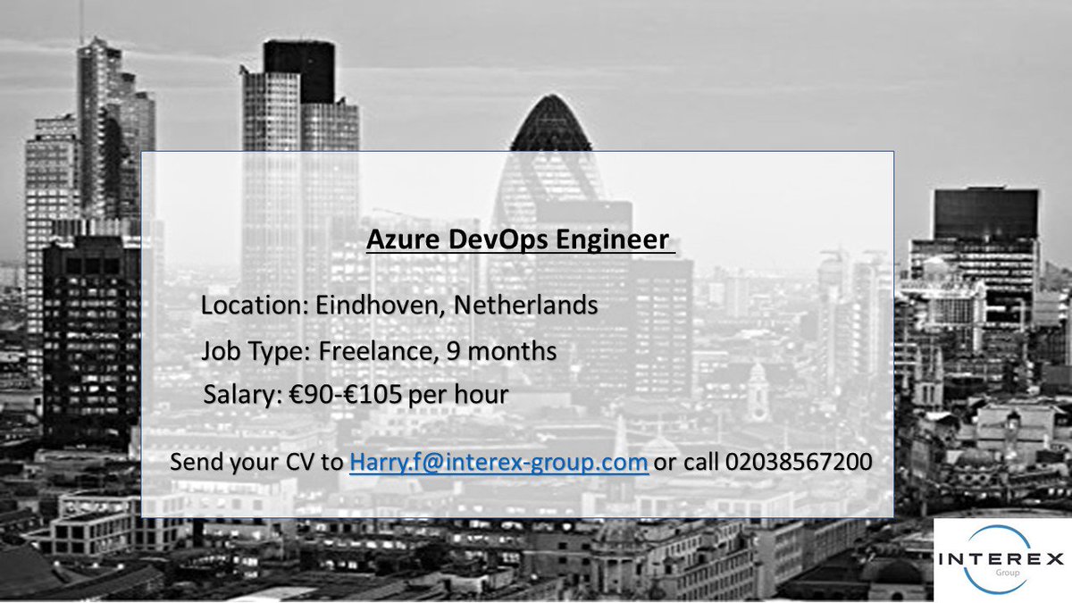 NEW JOB ALERT - please email harry.f@interex-group.com to find out further information