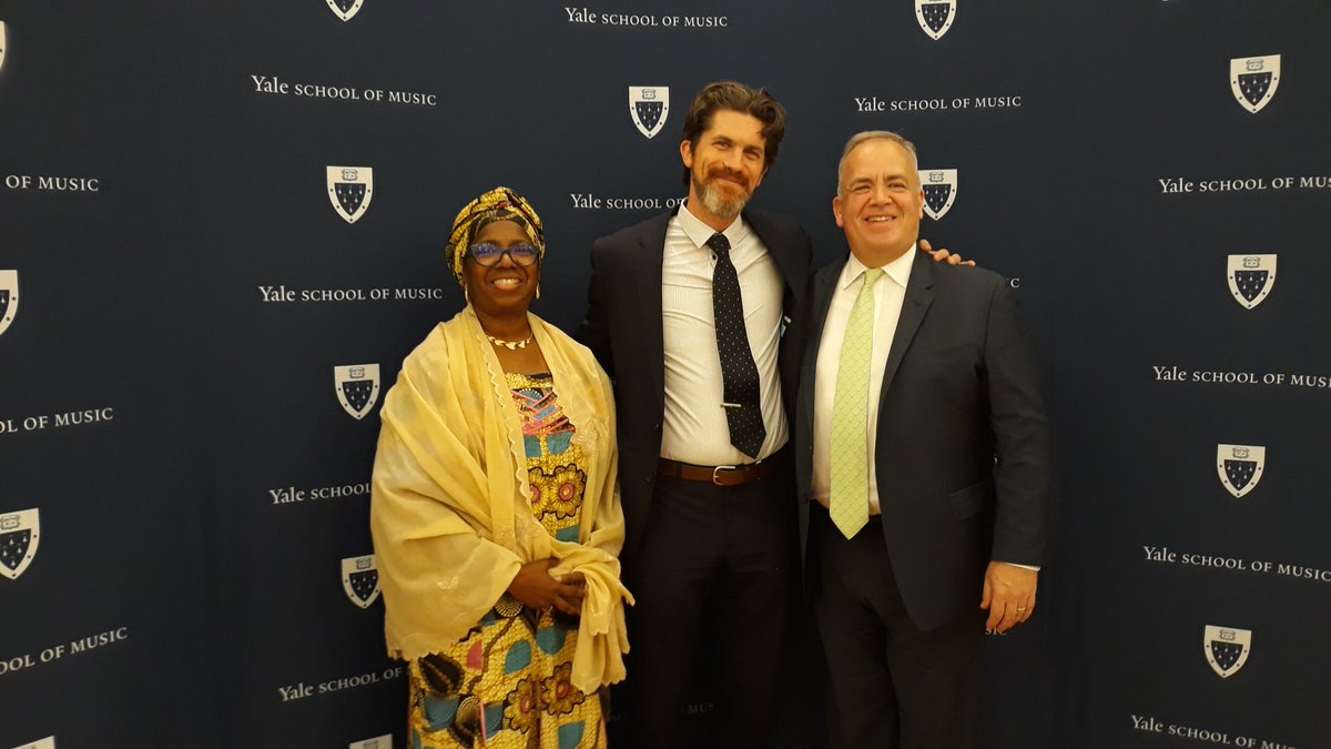 WolfTrap_Edu's tweet photo. Congratulations to Christopher Sheard of @YALousiana, recipient of the 2019 Distinguished Teaching Artist award from @yalemusic! Christopher is pictured here with @YoungAudiences_ Exec Director David Dik (right) and @Wolf_Trap VP of Education @AkuaTate (left). Bravo! https://t.co/INLByQwRIf