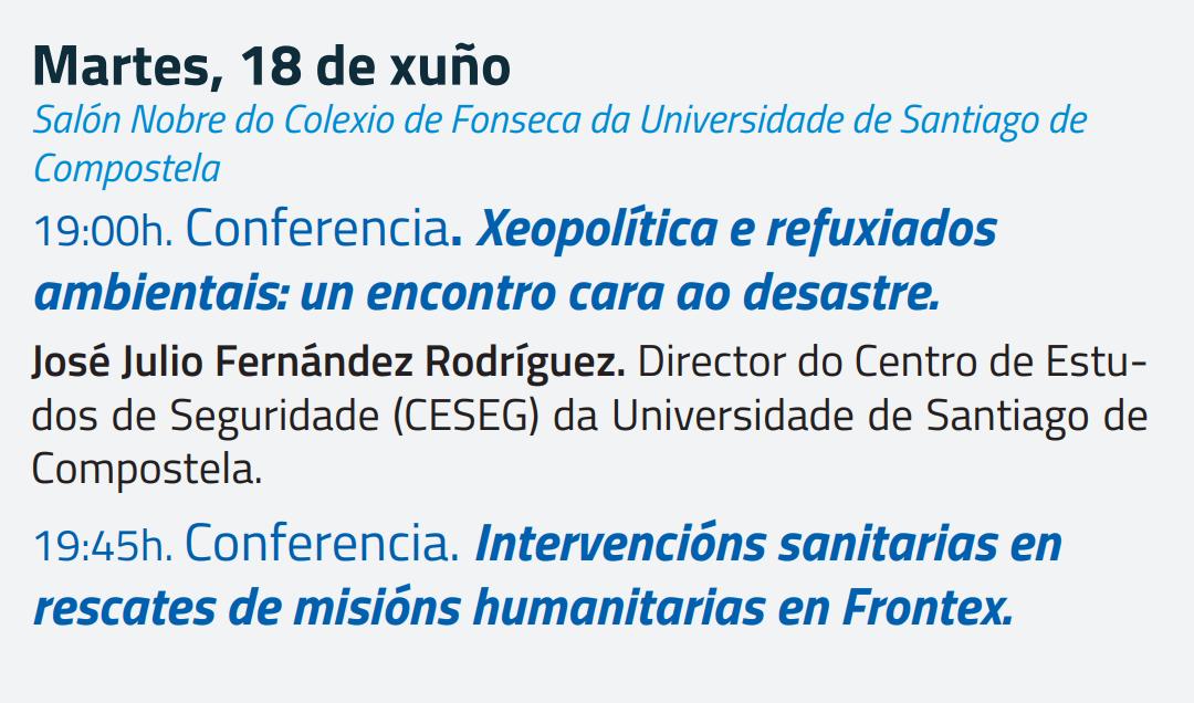 paula_vf's tweet photo. Mañana📆 en el Pazo de Fonseca 2 intervenciones muy interesantes organizadas x la @USC_SRE
A las 19h @jojufe1 sobre geopolítica y refugiados ambientales y a las 19:45h Miguel Ángel Iglesias Blanco de la Axencia Europea de Fronteira e Costas @Frontex
#UNINTEGRA #IntegrationWeek https://t.co/N38W3eiTWP