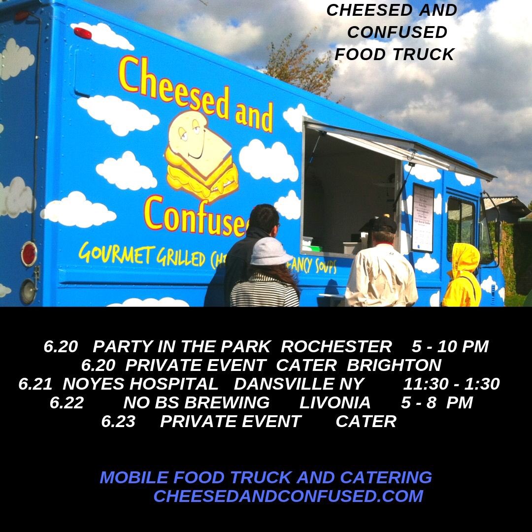 CheesedConfused's tweet image. Hey friends!! Come and see us this week @CheesedConfused !! #roc #foodtruck #roceats @rocbft @DandC !!