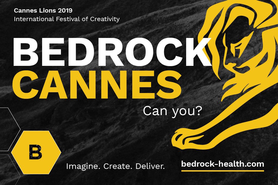 As a med comms consultancy, clients often ask “what happens outside of healthcare?” and “how can we be more creative?”

Cannes Lions is one of the places Bedrock come to learn and take the best bits back to all that we work with

#canneslions2019 #imaginecreatedeliver