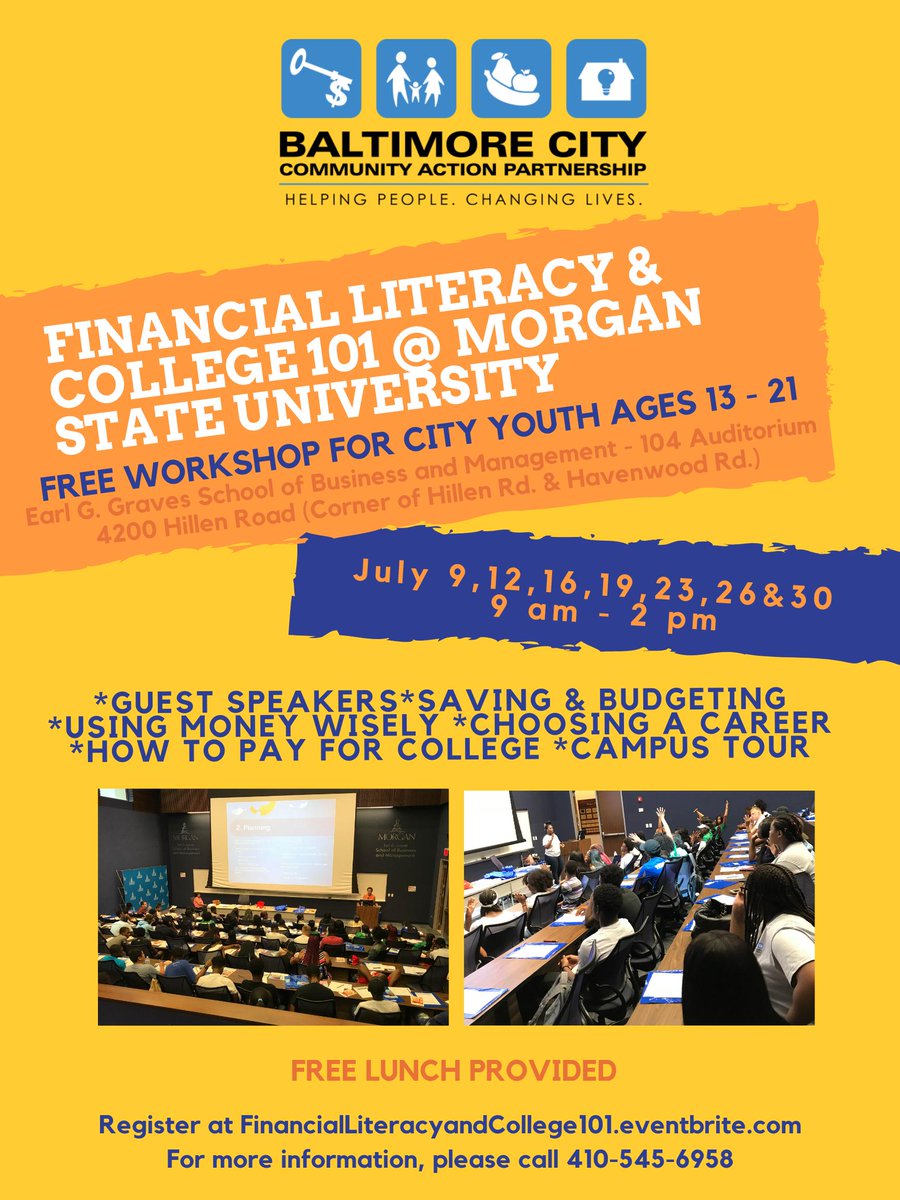 BaltimoreCAP's tweet image. Youth are invited to attend a FREE Financial Literacy &amp;amp; College 101 @ MSU Workshophttps://mailchi.mp/5495e77402a0/free-financial-literacy-college-101-msu-workshops-for-youth
