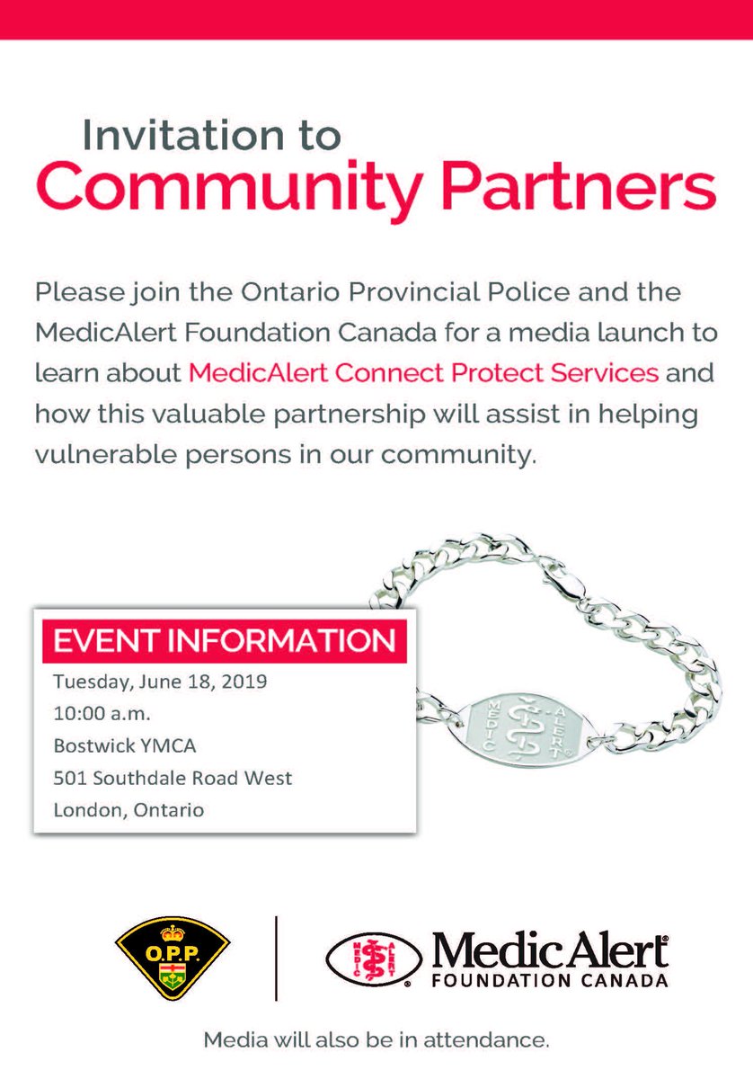 OPP_WR's tweet photo. The OPP is joining @MedicAlertCA to launch "MedicAlert Connect Protect Services".   It's a new program designed to help protect our most vulnerable people.   The program launch is tomorrow.  More to come! ^dr https://t.co/ORS1Joxj9K