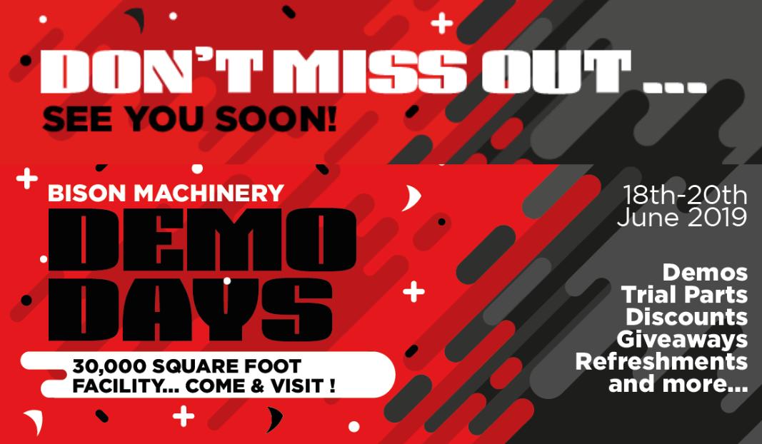 BisonMachinery's tweet photo. #BisonMachinery Tomorrow morning at 8am we are opening our doors for a 3 day event; The Bison Demo Days.  Don't miss out...
We look forward to seeing you!
Read more: https://t.co/02FzFahu9l https://t.co/EYx80bjDvK
