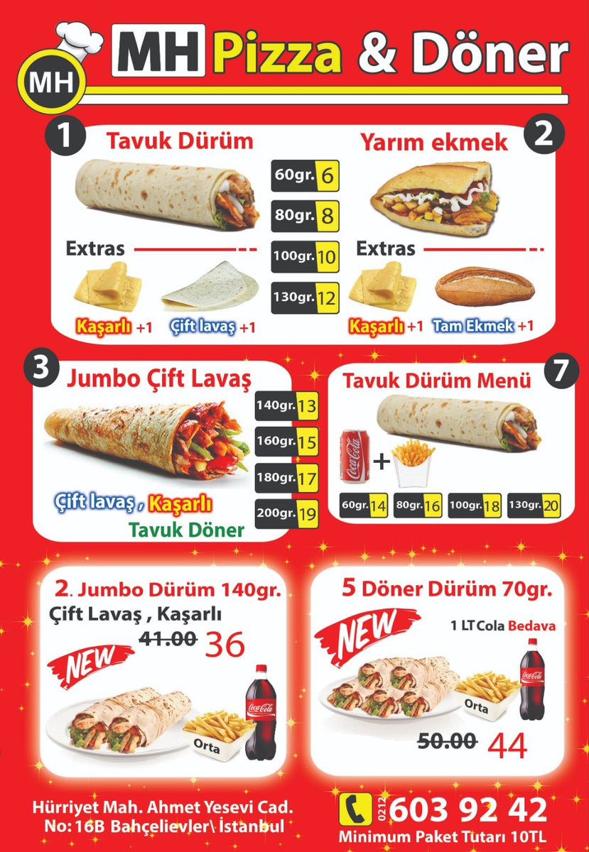 MHPIZZADONER's tweet photo. ☎️ 00902126039242
Çalışma saatleri 11:00 - 1:30 AM
MH Pizza &amp; Döner
%100 yerli marka, günlük taze hamur.

Hürriyet Mahallesi, Ahmet Yesevi Cd. 16B, 34192 Bahçelievler/İstanbul, Turkey https://t.co/HTBY57Z8AM