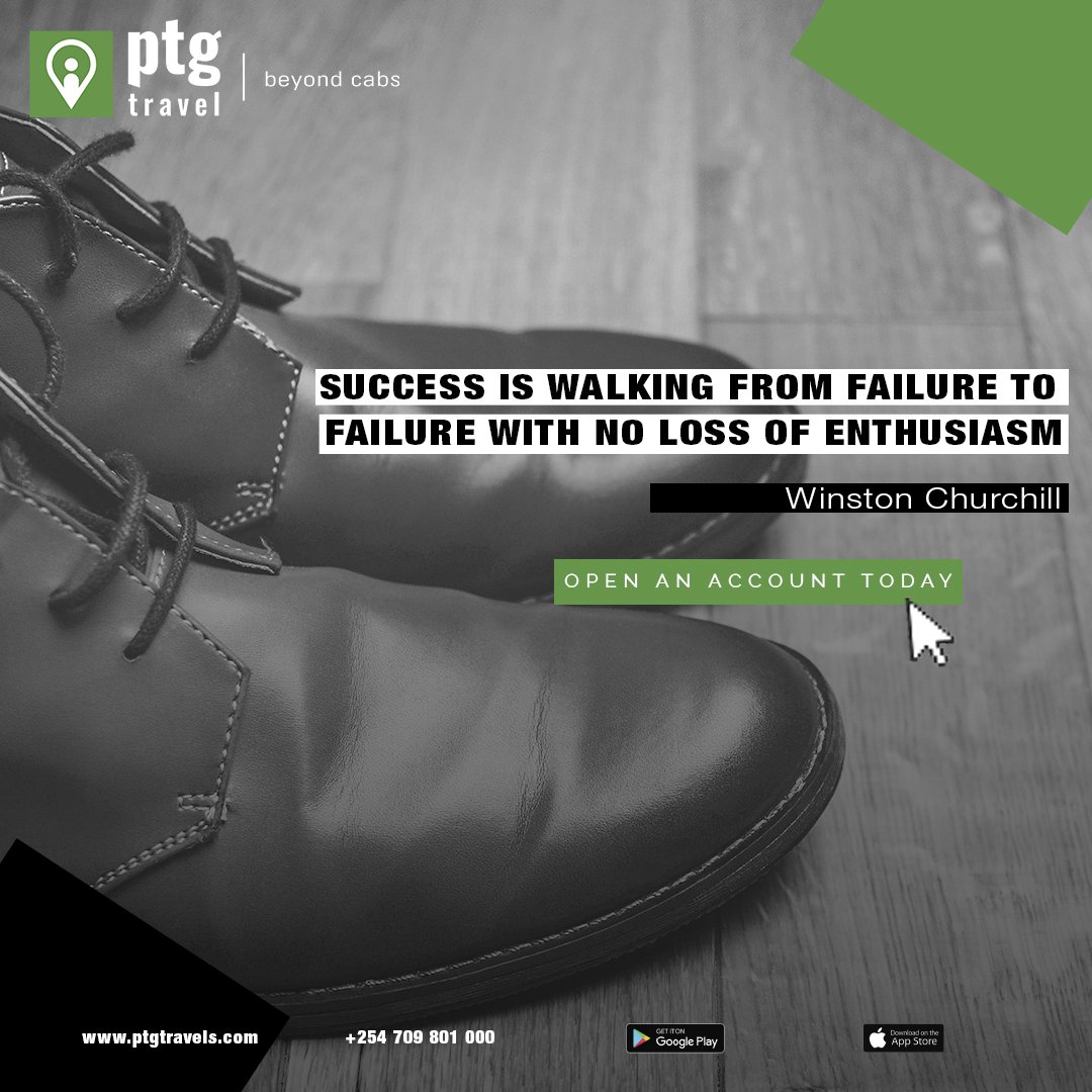 PTG_Travel's tweet photo. Here is a little motivation to get you through the week:
"Success is walking from failure to failure with no loss of enthusiasm." ~ Winston Churchill.
Let's get your business to it's success. Open a PTG Travel account today.
#Mondaymotivation #beyondcabs #customersuccess https://t.co/JXnps46Ek9