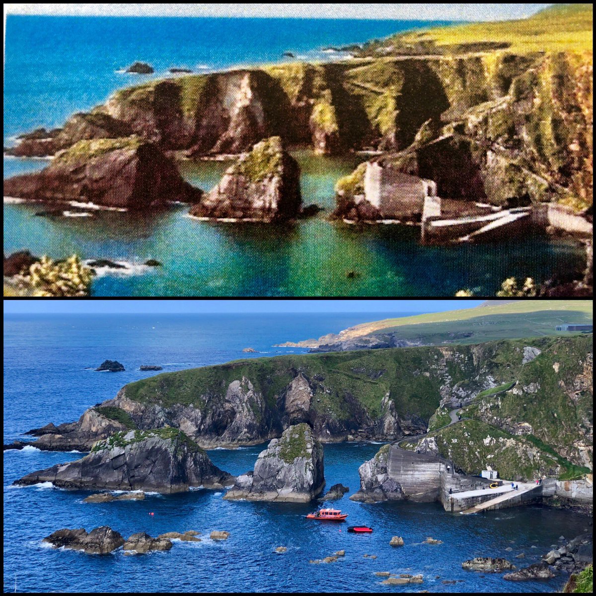 gillianmobrien's tweet image. First #reshootingjohnhinde in a long time. Here’s Dun Chaoin harbour with the boat coming in from an Blascaod Mor. #johnhinde #postcard #kerry #blasketislands #wildatlanticway #ireland #atlantic #ocean