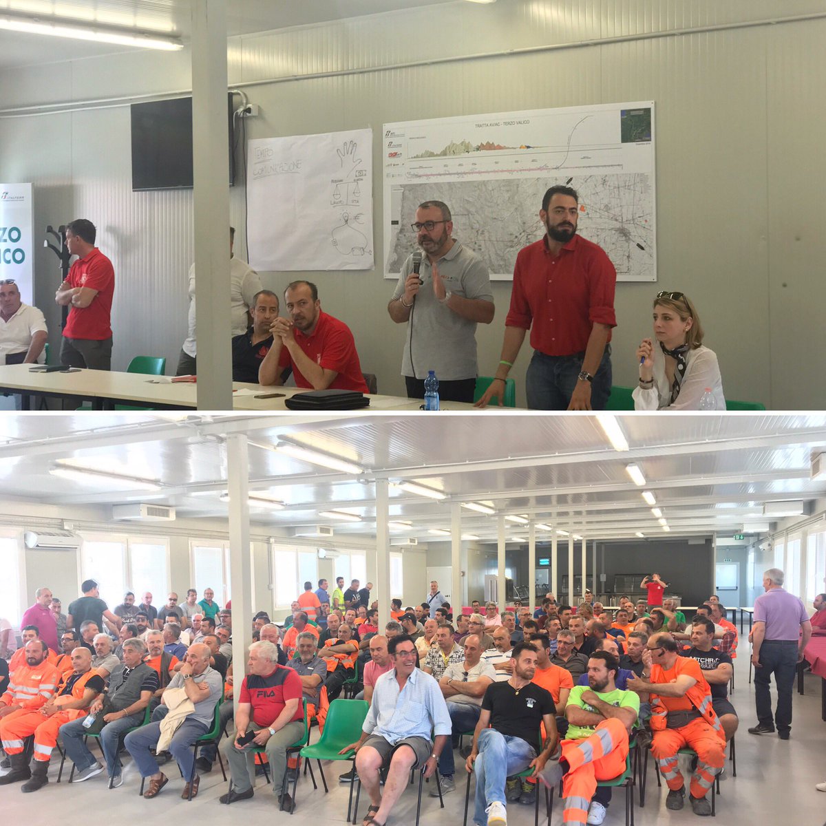 LiguriaCisl's tweet photo. Assemblea #terzovalicodeigiovi nei cantieri di #genova tutti i #lavoratori #cociv interessati all’opera dovranno essere assunti dalla nuova #impresa affidataria #pavimental tramite la clausola sociale @FilcaCisl @ottavio05 @StefanoMacale @CislLiguria https://t.co/hMDPAXtbWY
