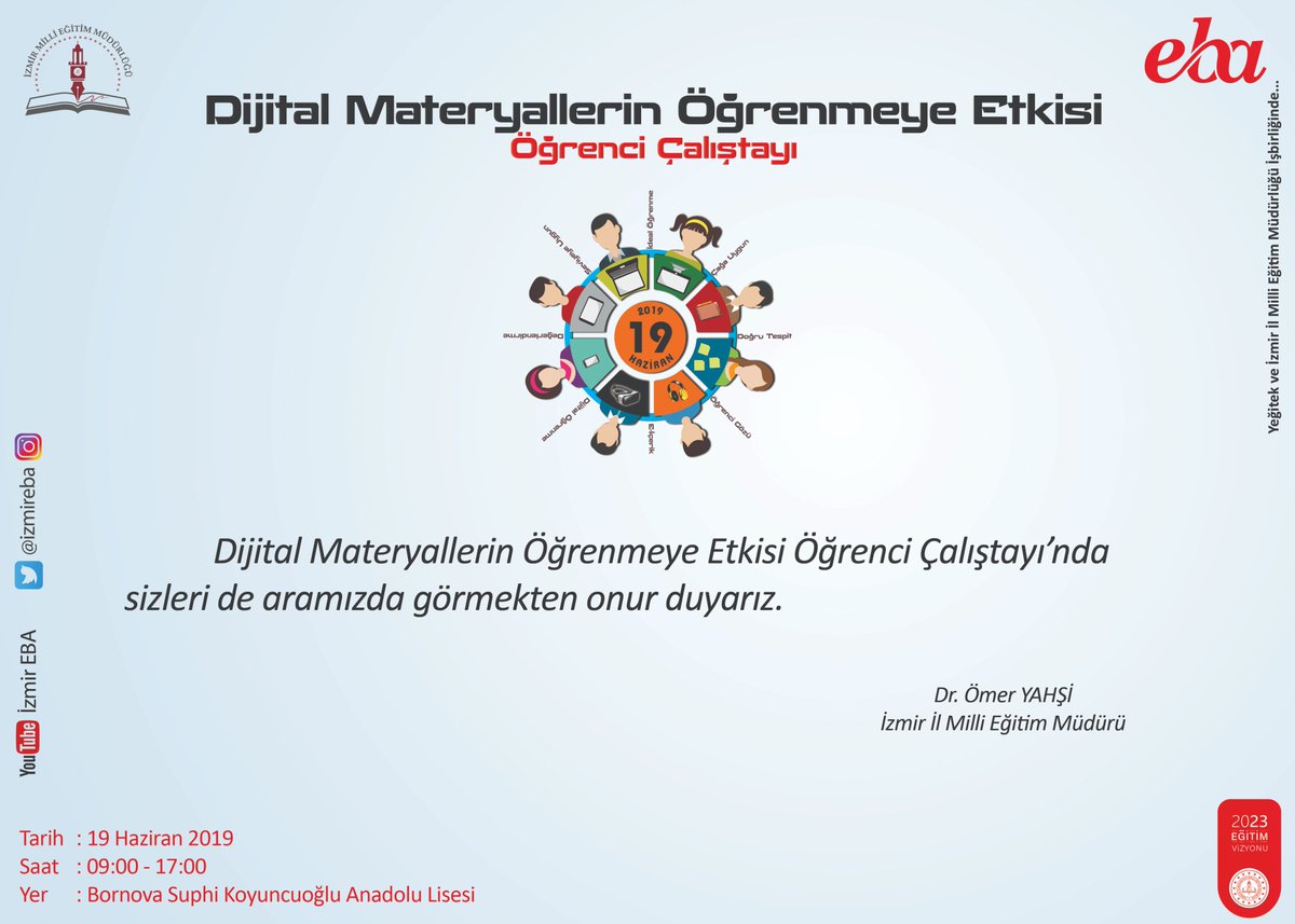 izmireba's tweet photo. Öğrencilerimiz e-içeriklerde hangi kriterleri önemsiyorlar? Öğrenci gözüyle dijital uygulamalar konusunu, @izmir_ilmem ve YEĞİTEK işbirliğiyle "Dijital Materyallerin Öğrenmeye Etkisi-EBA Öğrenci Çalıştayı"nda ele alıyoruz
@tcmeb @ziyaselcuk @yahsiomer @egitimbilisim @MEHMETRUSEN https://t.co/EZzNqsiqbR