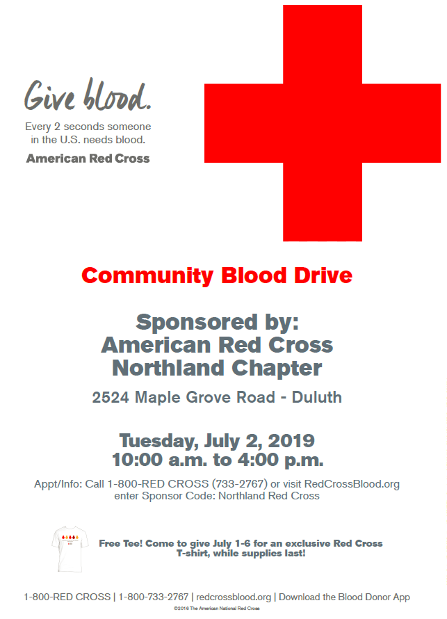 SuperiorDanW's tweet photo. Hey Twin Ports!  July 4th week is one of the hardest to ensure that life-saving blood is on the shelves.  On 7/2 will have cool @RedCrossBloodNC t-shirts + Outback Steakhouse in Duluth is donating certificates for Bloomin' Onions! Go to https://t.co/Z6vK0OVZqK to snag a spot! https://t.co/p5GVUlYqVS