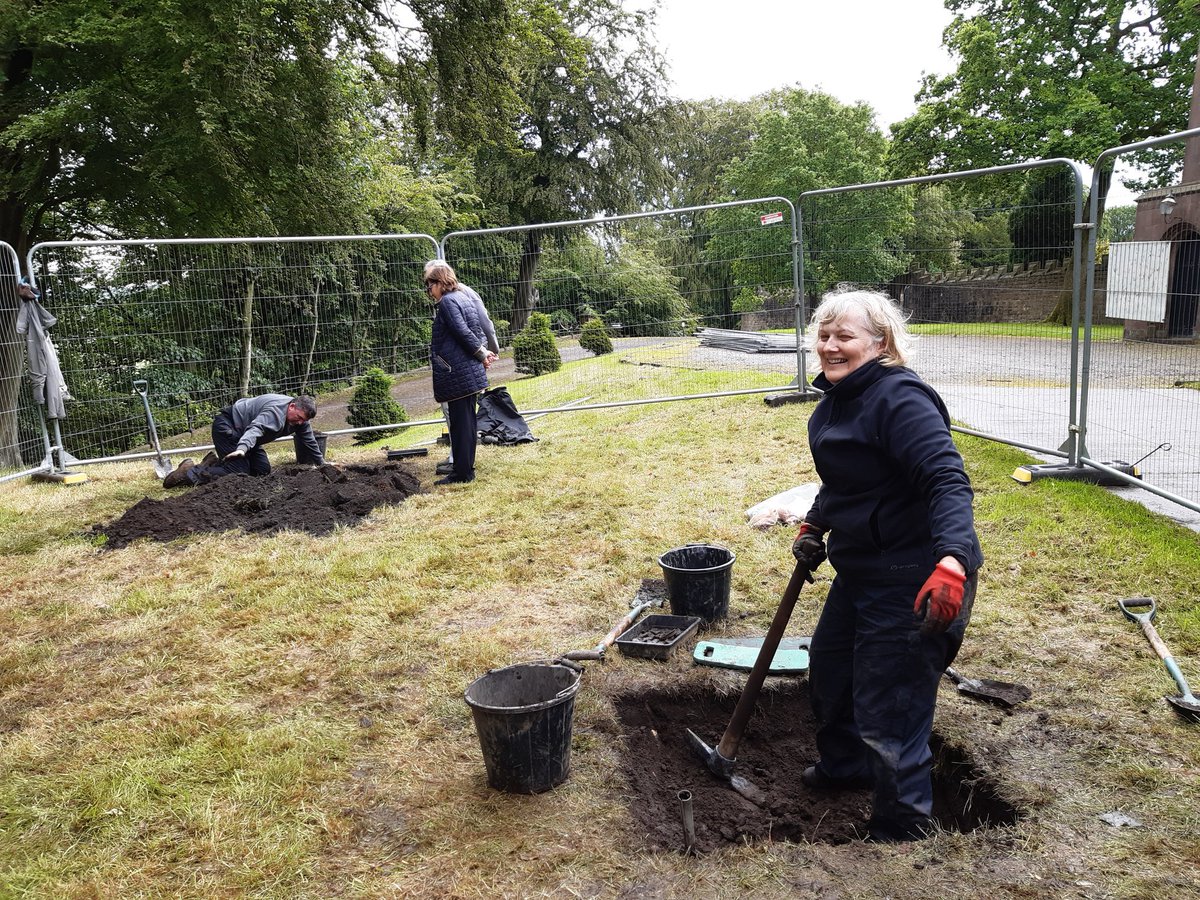 Hoghton Tower is go! Day 1, 5 test pits, 4 sherds of medieval pottery &amp; 9 happy volunteers!