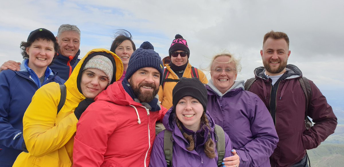 StripesNews's tweet photo. On Saturday we successfully navigated Snowdon in aid of raising money for our chosen charity @Seashelltrust. Despite early concerns of bad weather and Lucy braving the climb with a broken toe, we reached the cold summit to make a toast with an even colder glass of prosecco. https://t.co/1huHb58H8N