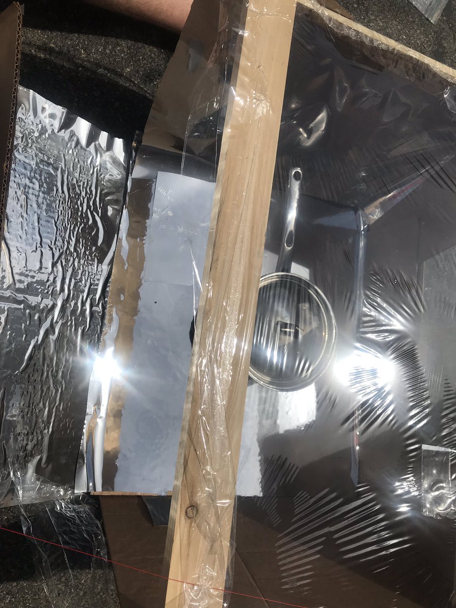 SuptCaplan's tweet photo. Tech class is anxiously awaiting their snacks that are heating up in their solar cookers. #finallysun https://t.co/pbz3KW6kE7