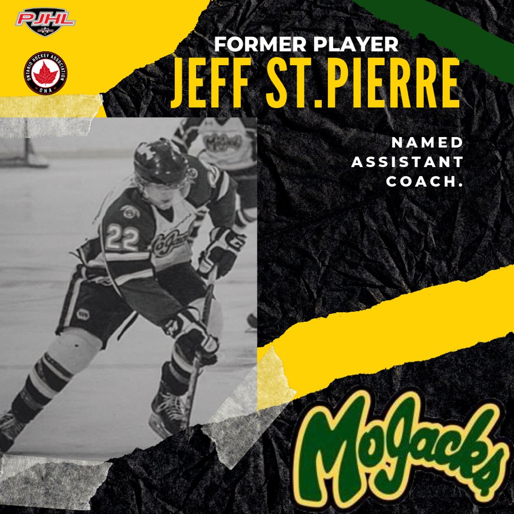 LumberJacksPJHL's tweet photo. 🚨Announcement🚨

We are proud to announce the addition of Jeff St.Pierre to our coaching staff. Playing 3 seasons with the Mojacks recording 87 points in 116 regular season games. 

Coaching for the past 3 years as a part of North Durham Warriors Minor Hockey.

#GoJacksGo https://t.co/TiL2v7kcH7