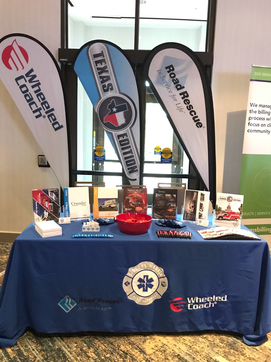 SiddonsMartin's tweet photo. Our #EMS Division is excited to showcase our products this week at the Texas EMS Alliance #EMSEvolution2019 show! We have two demo units, a #Demers and a #WheeledCoach Texas Edition, on display here until Wednesday. Come see us and get some freebies! #paramedic #ambulances #txems https://t.co/AcShcumX7l