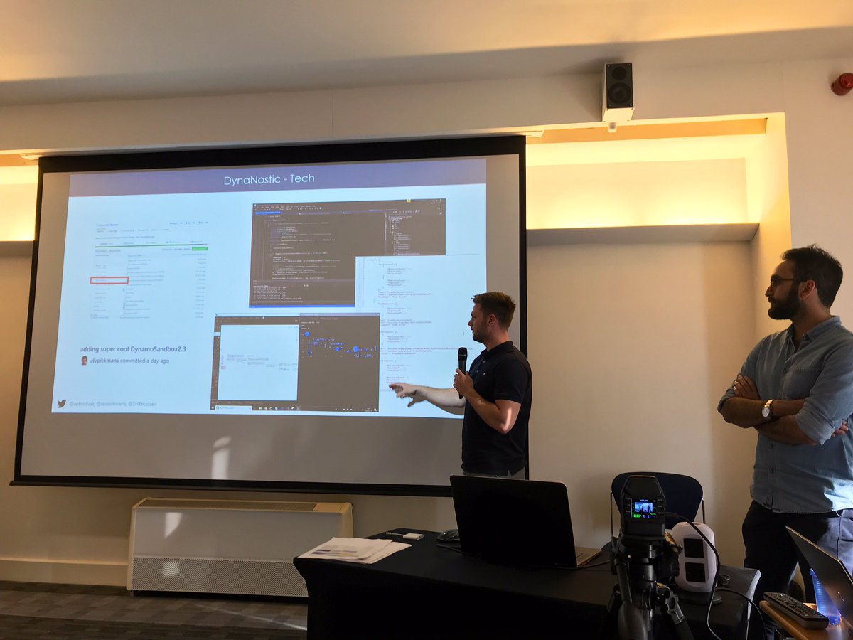radugidei's tweet photo. And now at #DynamoDay, team @enstoa presenting the #DynaNostic real-time diagnostics extension for @DynamoBIM graphs, developed at the #DynamoHackathon @UKDynUG @SHKnudsen @alvpickmans https://t.co/lA0J6qi1jb