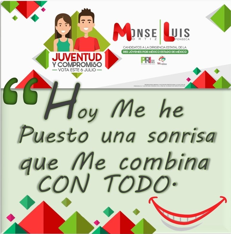 monsee_ortiz's tweet photo. Les deseo un excelente inicio de semana, yo feliz con una sonrisa de saludarlos por mi Estado de México 🙋🏼‍♀️ hoy empezaremos en casa el Comité Municipal PRI Nezahualcóyotl.
#JuventudYCompromiso ✓ 
@AlejandraDMV  @NachoBeltranG 
@RJXMex_EM @PRI_EDOMEX @alma_quiles @mariofgalindo https://t.co/CtdLY0RQSl