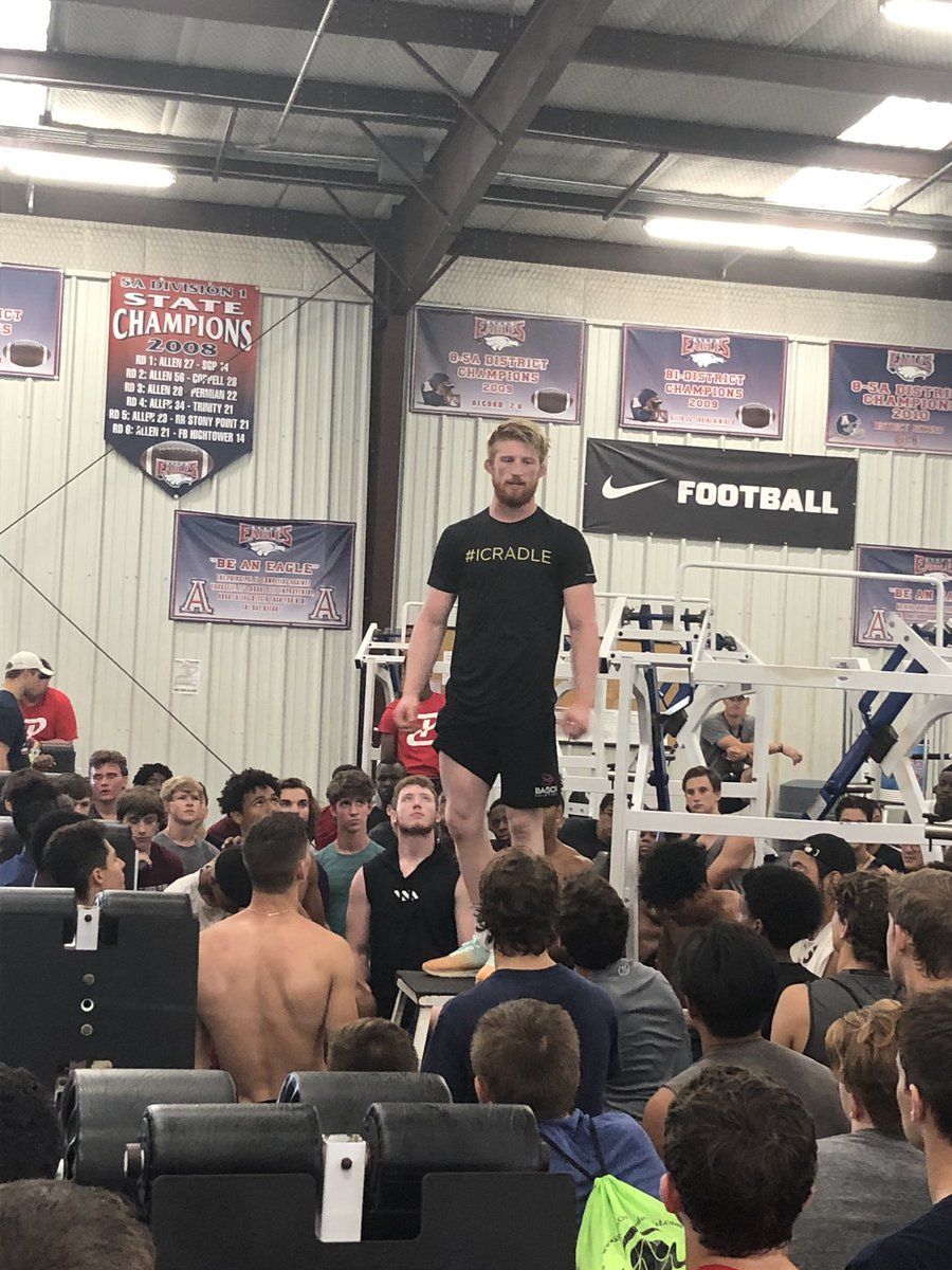 Fantastic honor to have @NoBickal back home in Allen this week. Great message to our kids! “Be a state champion every moment of your day.” #AllenAlum #NationalChamp #FutureOlympian #BadDude #GreatMan 🅰️⬆️