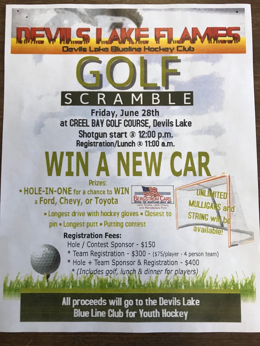 Get ready for these 2 Scrambles!!  NDSU Scramble June 27th and the Devils Lake BlueLine Club Scramble June 28th!  Register early!!